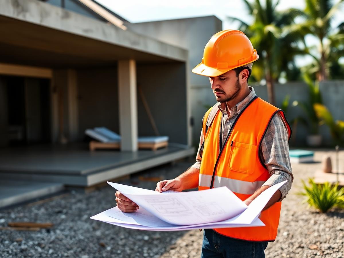 Balihandyman foreman reviewing renovation plans