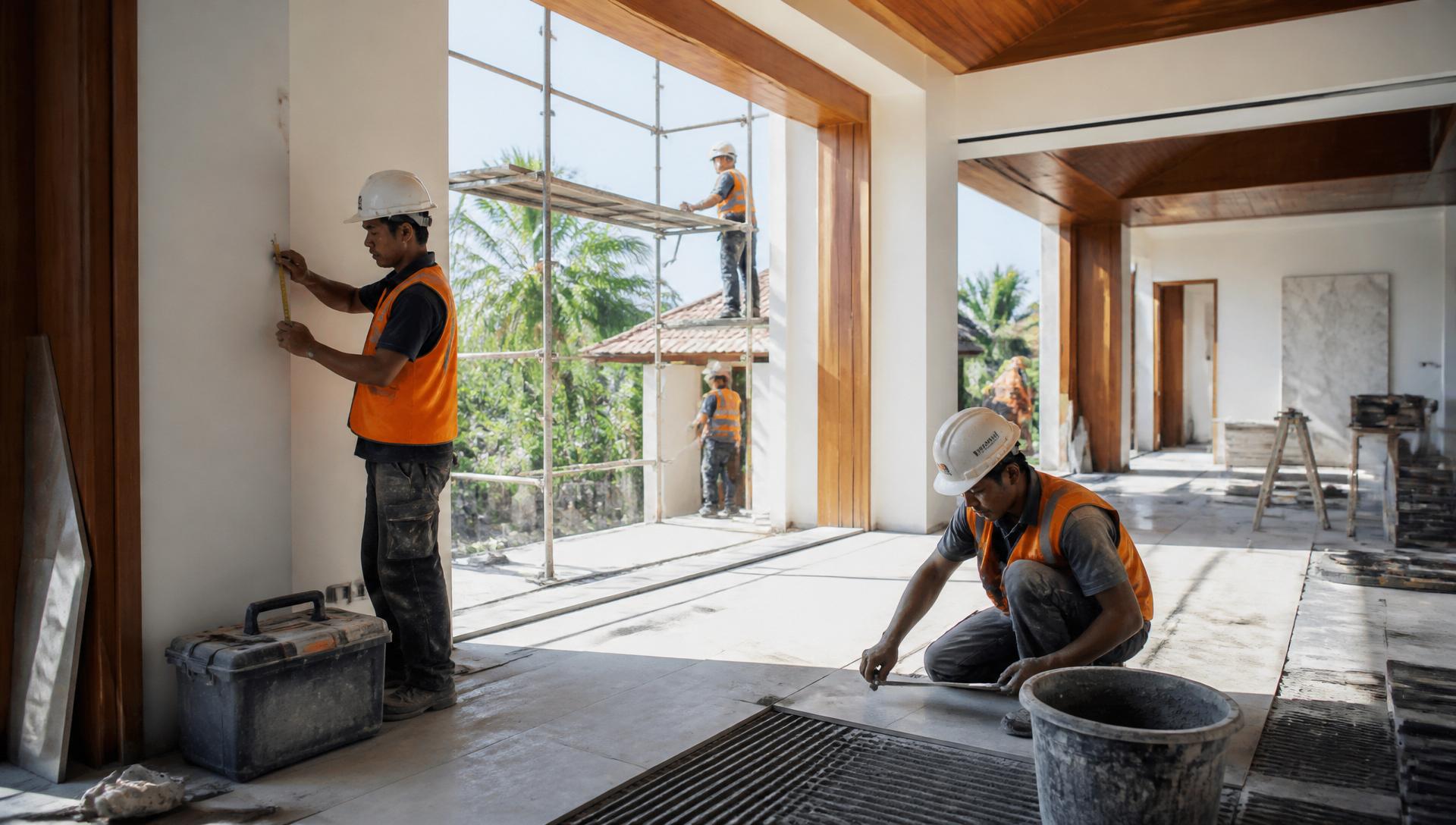Balihandyman crew renovating a modern villa in Bali